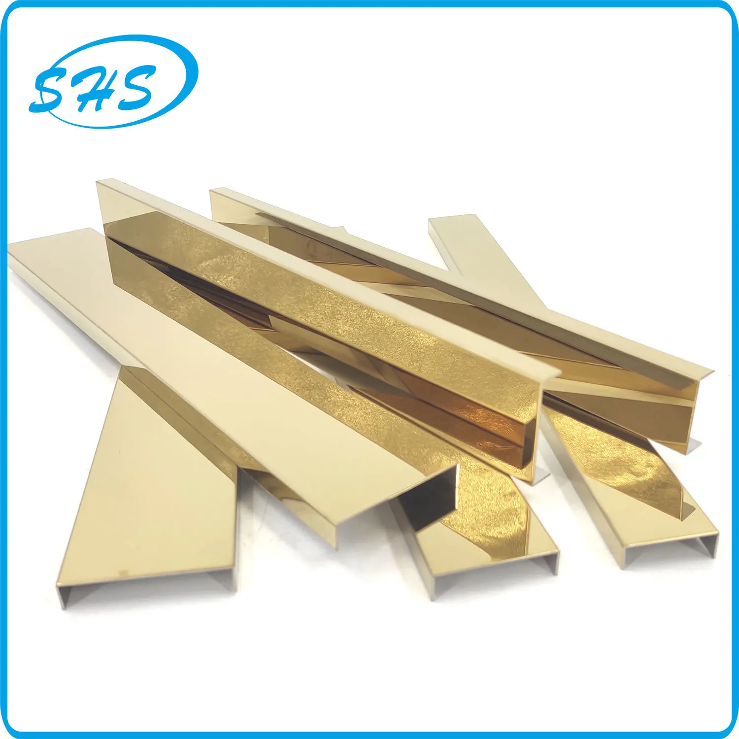 U-Shape Ceramic Tile Trim Matt Golden Metal Brush 304 Stainless Steel Wall Tile Trim Ceramic Strip