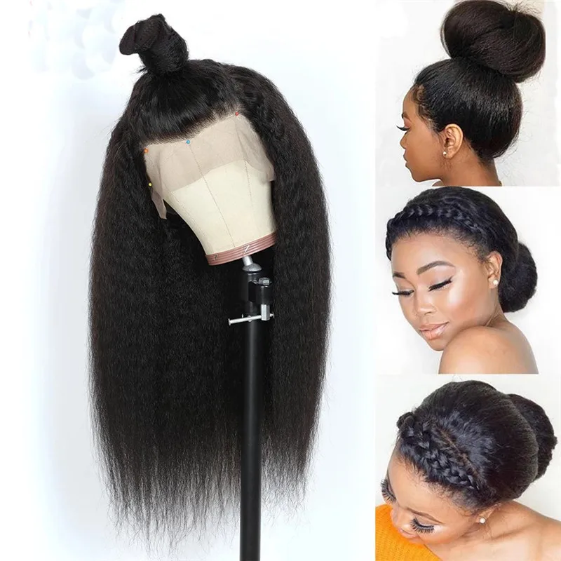 Women 100% Virgin Human Hair Wig 30 Inch 13x4 Lace Frontal Wig for Black Pre Plucked Kinky Straight Peruvian Hair HD Lace Long