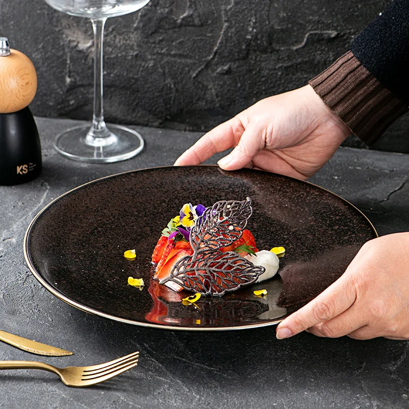 Vintage Retro Kitchen & Tabletop Homeware Ceramics OEM Logo Vajilla Platos Plate Dishes Glaze Shape Plates