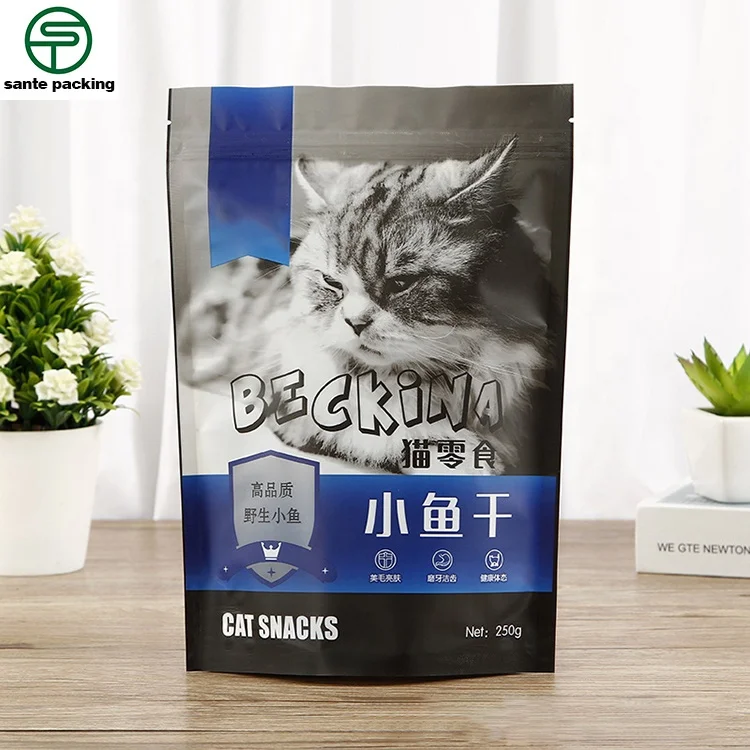 Custom Design Printing Resealable Stand up Pouches With Zipper For Cat Food Packaging