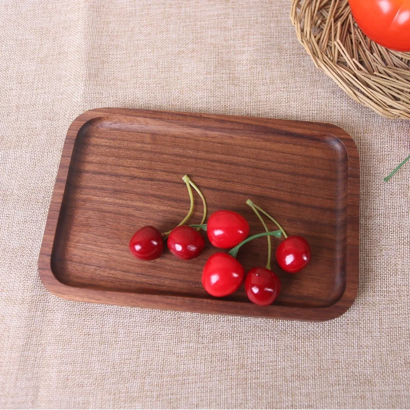 wooden cake breakfast snack plate set wooden tray