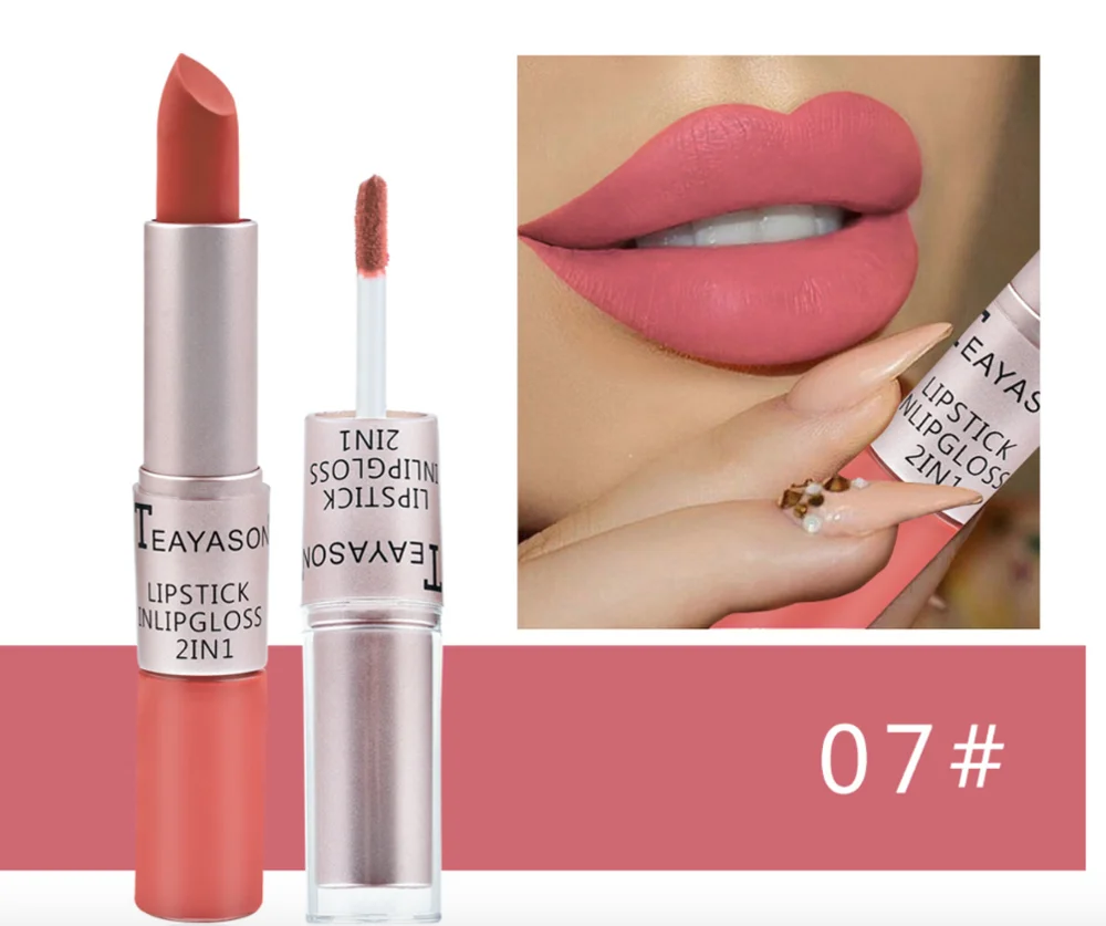 Private Label Multi Color Makeup Matte Waterproof 2in1Liquid Lipstick With Lipstick