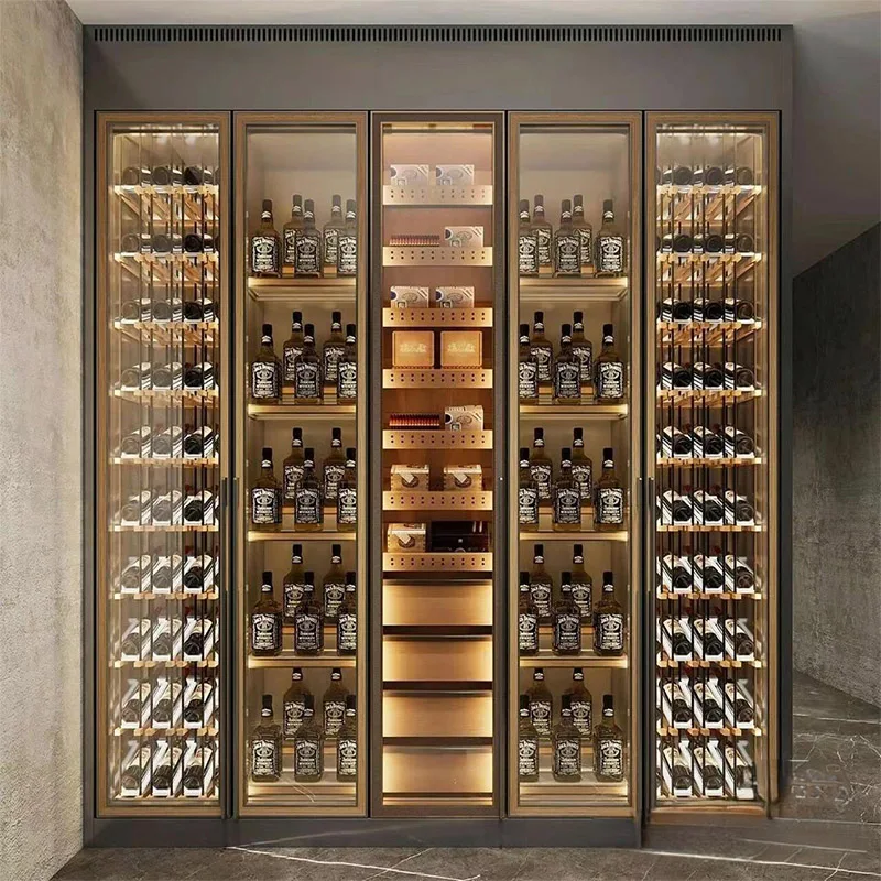 Commercial stainless steel wine cabinet whisky thermostat bar counter wine cellar rack refrigerator cooler liquor display racks