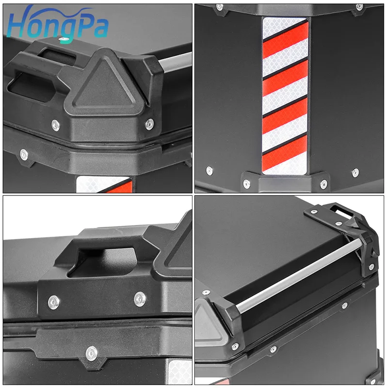 Motorcycle Top Box Top Case Tail Boxes Aluminum 45L Motorcycle Rear Box Delivery Food Trunk