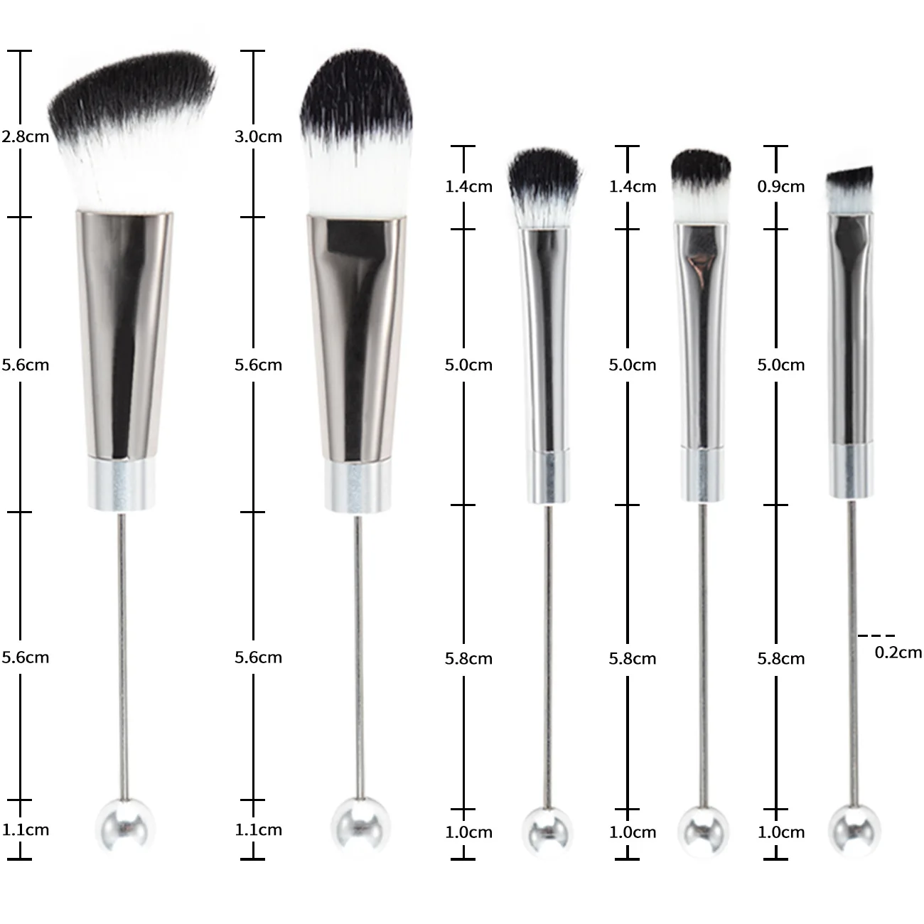 High Quality DIY Beaded Makeup Brush Set Metal Handle Eye Makeup Brushes Cosmetic Brush