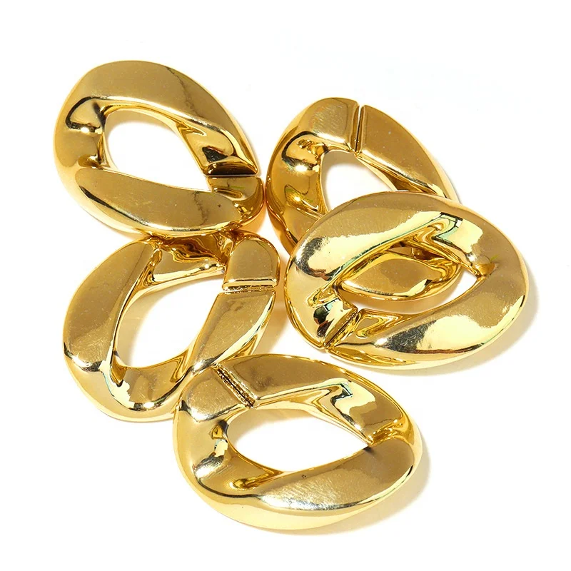Portable Chain Sparkling UV Electroplating Chain Large Size 30*40mm Acrylic Chain Plastic Buckle Bag Clothes Hats Accessories
