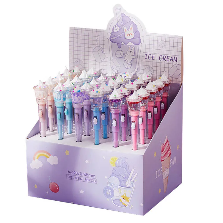Internet Red Ice Cream Light Pen  Bright Creative Water-Based Pen Elementary School 0.38 Black Pen