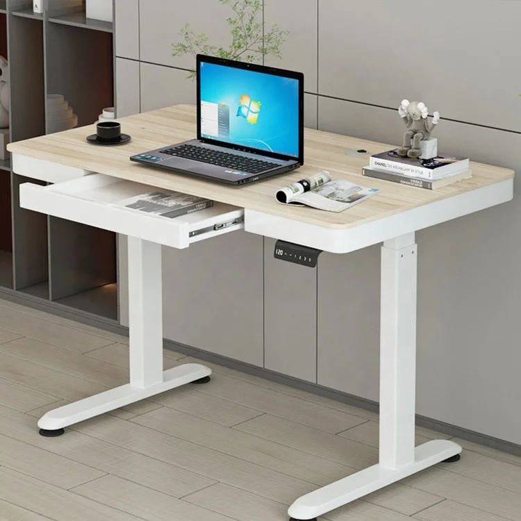 Ergonomic Electric adjustable desk height adjustable standing desk sit to stand table  with drawer for home and office use