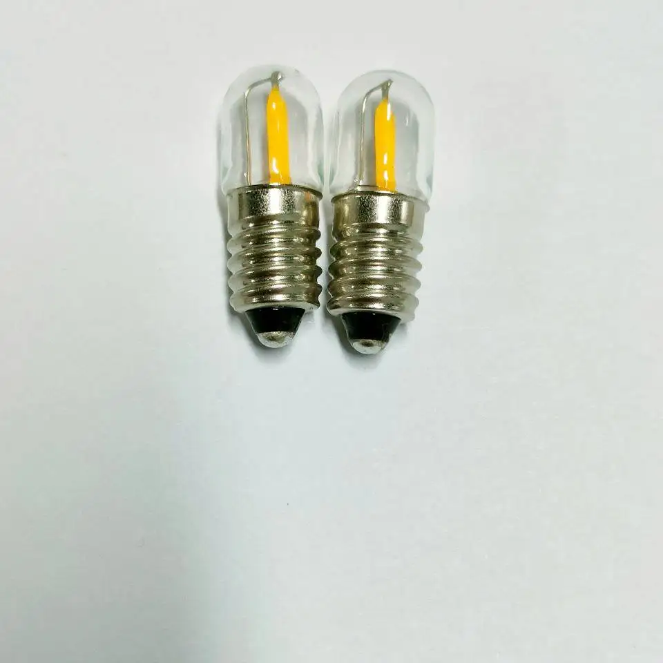Led Filament Bulb E10 6.3V 12V 24V Round Top Auto Miniature Signal Bulb E10 0.3-0.5W Pinball LED Bulbs