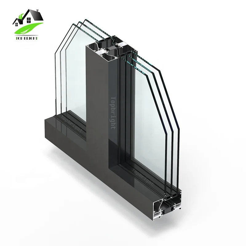 Topbright french large hurricane balcony windows wall black frame aluminium casement windows