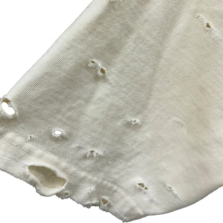 Finch garment new arrival ripped plain blank distressed t shirts in bulk short sleeve cropped used clothes for men t-shirt