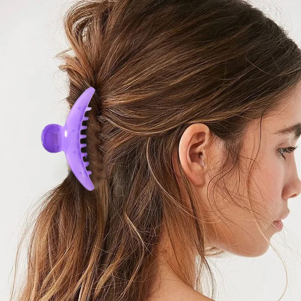 Amazon hot sale 11cm crescent shaped hairpin shark clip headdress Candy colored jelly grips for women