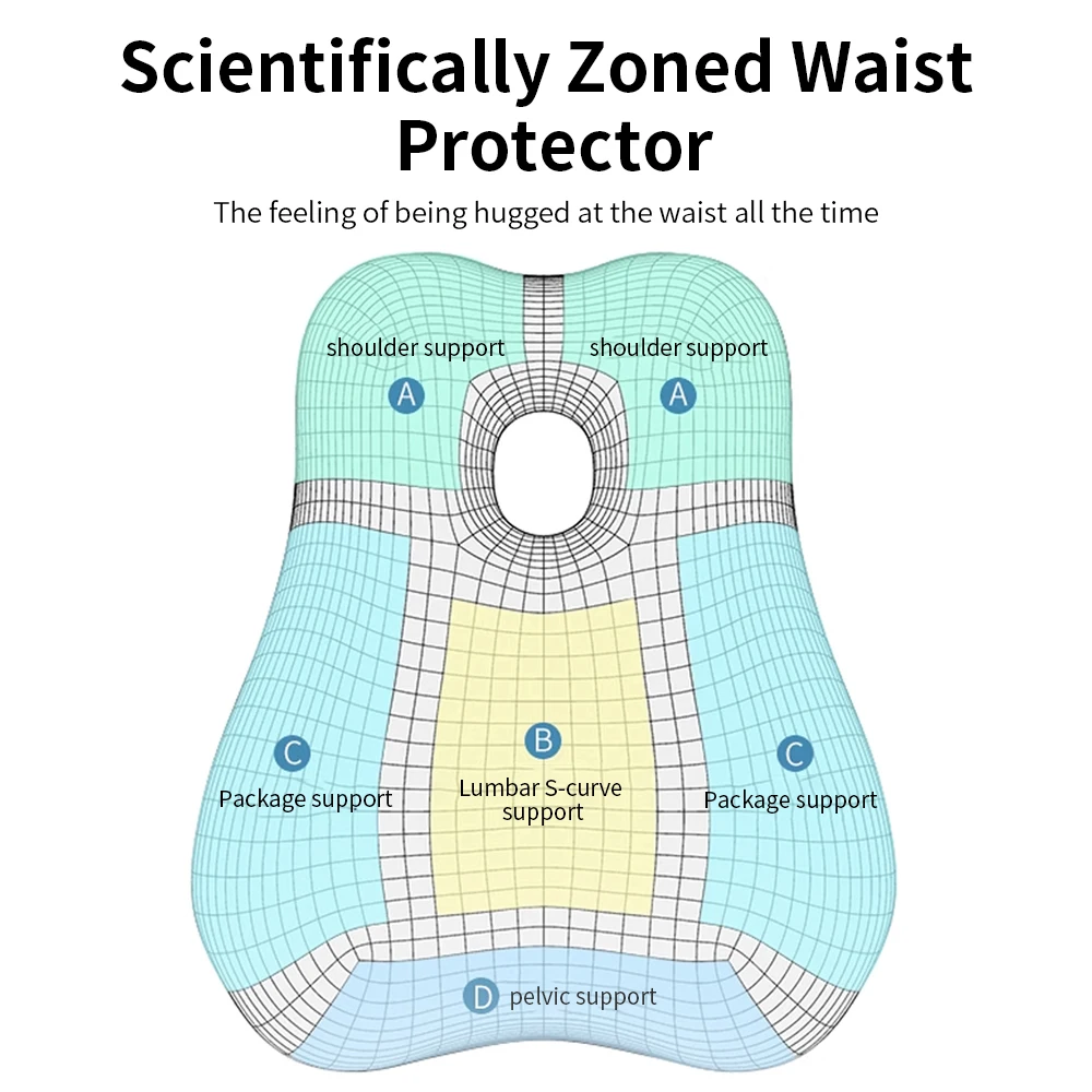 Beezin Pure Color Universal Office Working Car Travel Memory Foam Lumbar Support Pillow