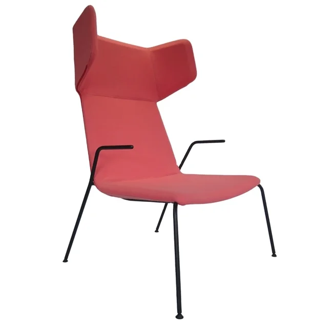 
High Back Metal Leg Soft Leisure Lounge Chair for Indoor Reception with Armrest 