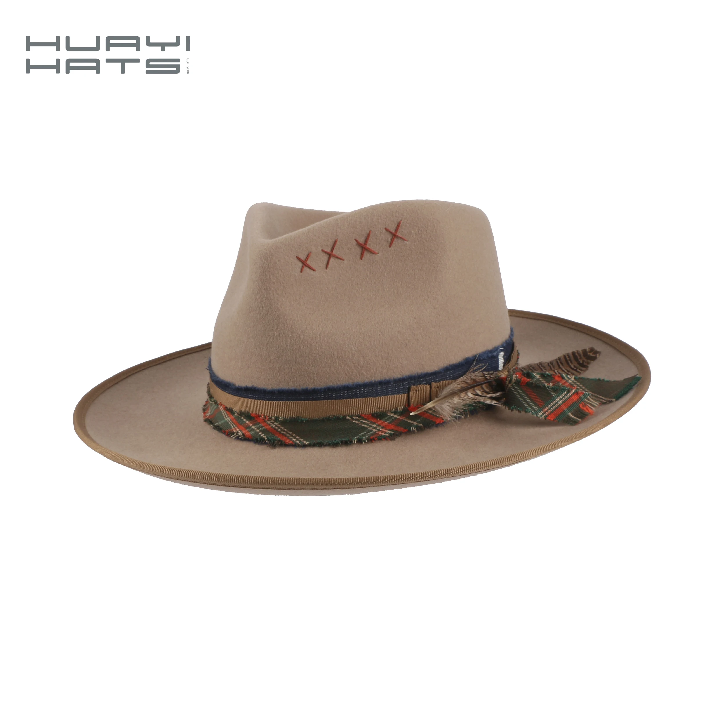 HUAYI, модные шляпы на заказ для мужчин и женщин, широкополая шляпа Sombrero из 100% шерсти, фетровая Федора
