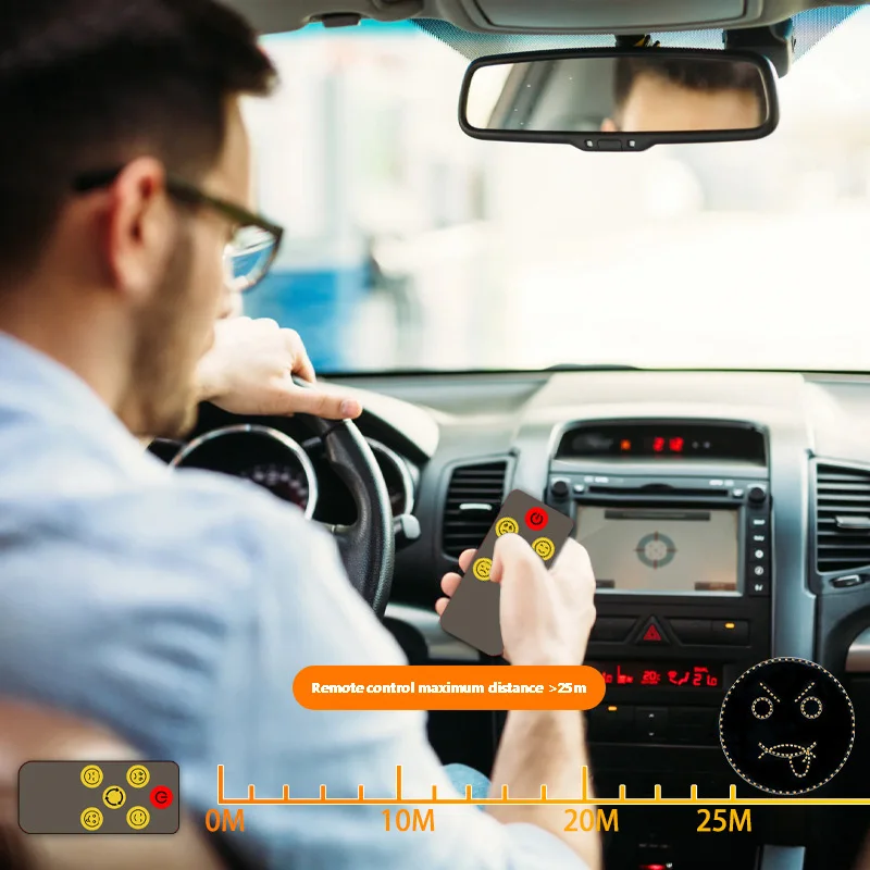 Car Smiley Light Multifunctional Prompt Lamp Rear Gear Anti-Rear Collision Palm LED Warning Funny Emoticon with Smile on Window