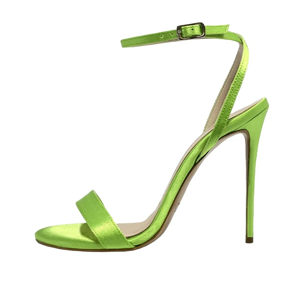 T Strap Simple Slip on Shoes High Heels for Women of Green Color High Heel Sandals with Small MOQ Customized Quality
