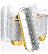 Creme Cheesecake Flan Cups Containers for Party Disposable Ramekins Gold Mini Aluminium Foil Baking Cups with Lids