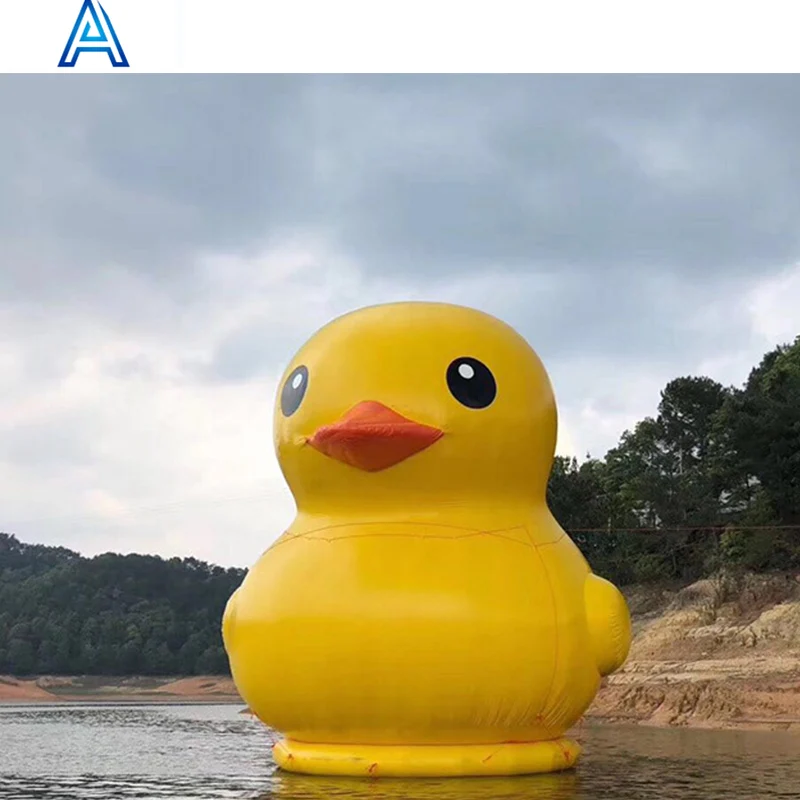 Hot selling inflatable big large yellow duck shapes types models on water for advertising amusement park recreational activity