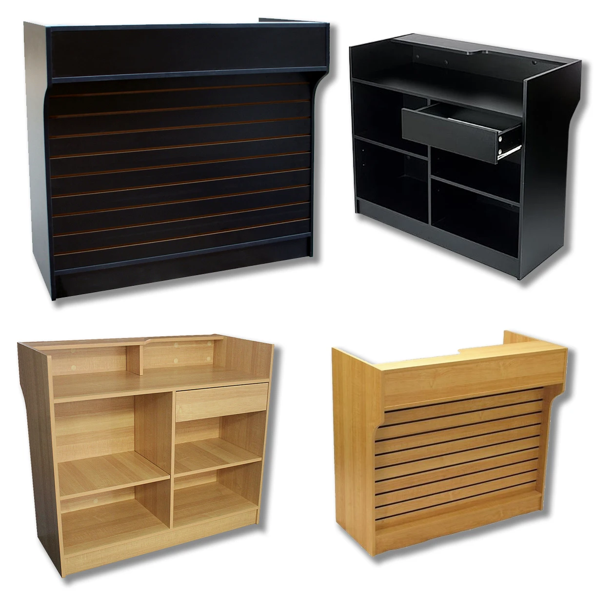 Keway 48' Design Economy Ledgetop Checkout Counter with Slatwall Front Panels Slatwall Cash Wrap Retail Store Counter