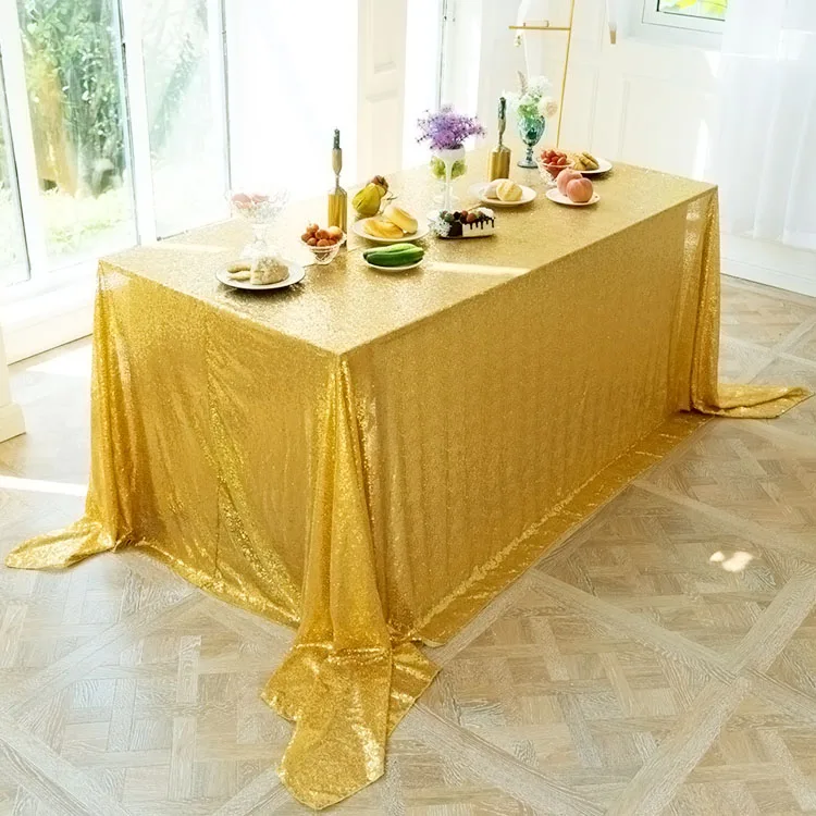 Round Rectangle Square 100% Polyester Shiny Table Cloth,Sparkle Glitter Sequin Tablecloth for Wedding party