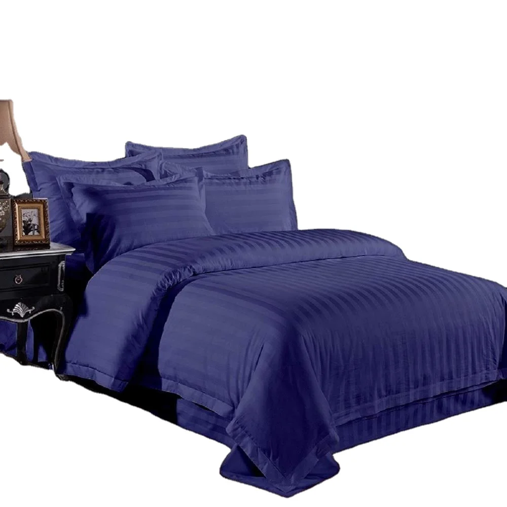 Hot Sale Colored Stripe Bed Sheet Set, CHOCOLATE,Navy