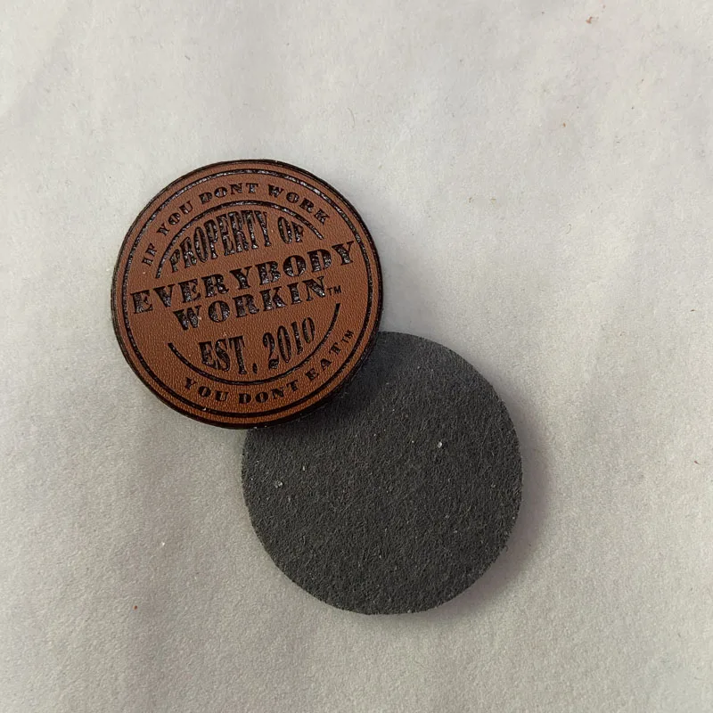 Custom garment leather patch with embossed logo,jeans PU leather label with own logo
