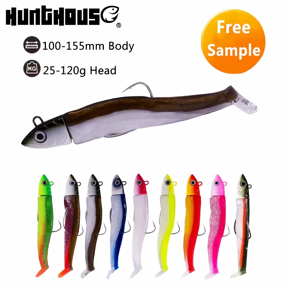 hunt house OEM flash glowing rubber minnow shad 100mm 25g 40g leurres black minnow lure