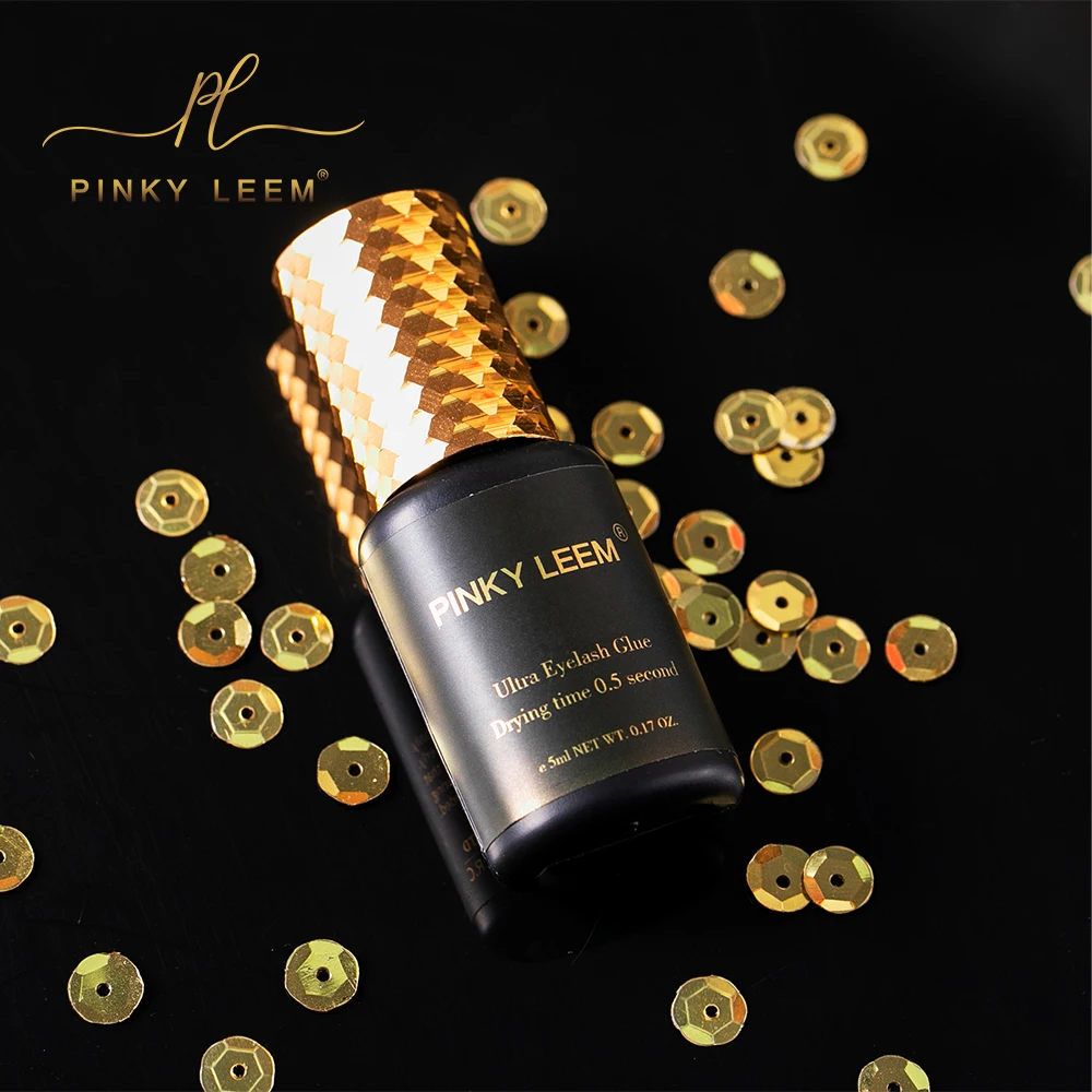 Pinky Leem 0.5 Spoolies and eyelash glue latex free Premium Eyelash Extensions Strong Glue 8 Week Glue