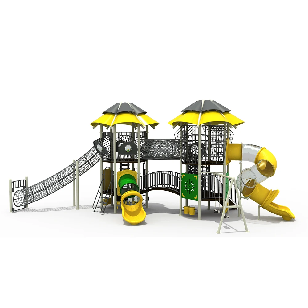 Ocean series Square wooden top quality outdoor playground playhouse with slide