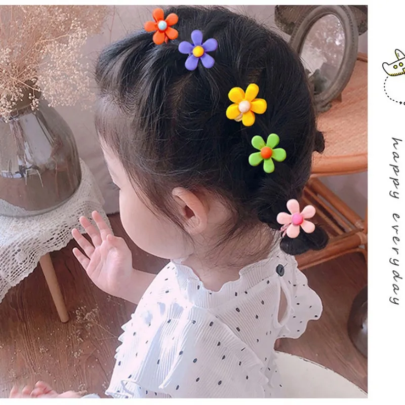 20Pcs Wholesale Children Cute Flower Elastic Hair Bands Set Girl Sweet Hair Tie In Plastic box Kid Fashion Hair Accessories Gift