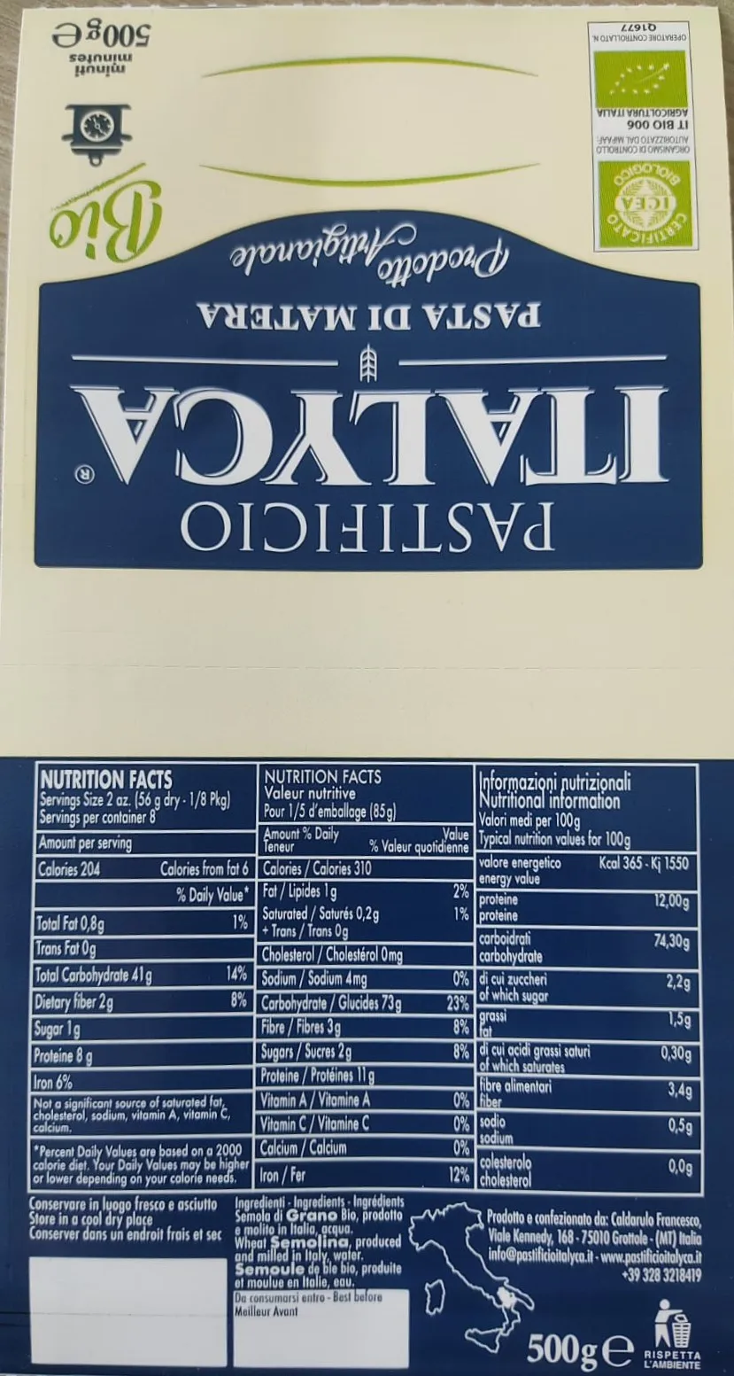 Best Quality Spaghetti 500g Certified Organic Artisanal Pasta Made From 100% Italy