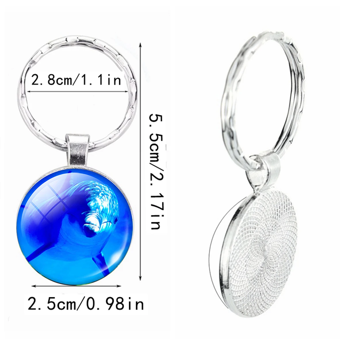 Sea Animals Key Chains Dolphin Shark Glass Cabochon Keychain Tortoise Keyring Starfish Pendant Trinket