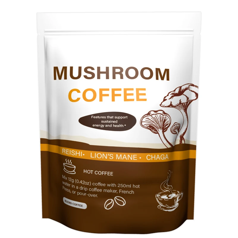 OEM Private Label Wholesale Bulk Sugar Free 100% Natural Reishi Lions Mane 6 in 1 Instant Mushroom Coffee