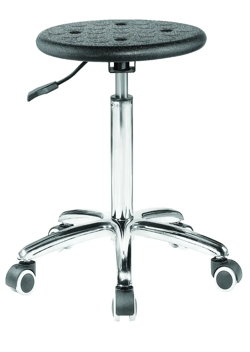 Round Swivel Stool with Wheels PU Leather Height Adjustable Stool for Laboratory,Black