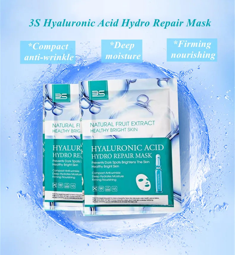 OEM Hot Popular Product Beauty Skin Natural  Hyaluronic Acid  Repair Facial Mask Sheet Skin Care Hydrating Moisturizing Skin