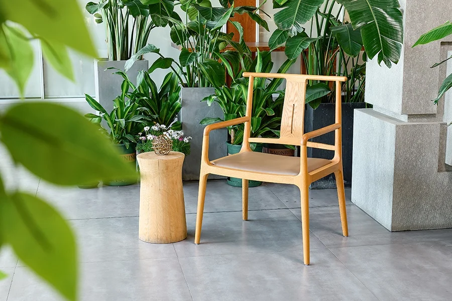 Haoxin Luxury Vintage Long High Back Genuine Leather Armchair Living Room Chair with Upholstered Leather Armchair