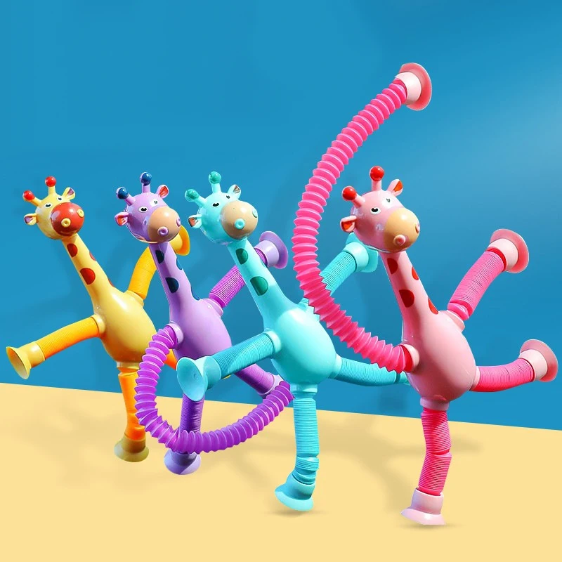 Suction cup Giraffe robot telescopic toy stretches tube to develop imagination to relieve stress