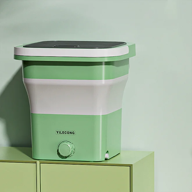 Mini Portable Bucket Washer Foldable Washing Machine with Soft Spin Dry and Drainage Pipe