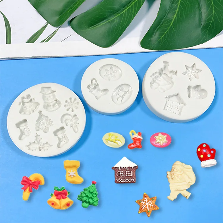 deer bell house Christmas Silicone Fondant Cake Mold Cupcake Decoration Baking DIY Tool