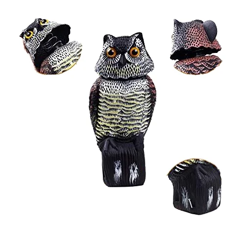 Simulation Owl Outdoor Garden Rotating Head Owl Bird Deterrents Bird Scarecrow Fake Owl Decoy Sculpture