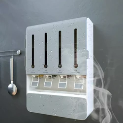 Multifunctional Plastic Kitchen Oil Liquid Seasoning Dispenser Wall Mounted Faucet Condiment Storage Box Spice Rack Organizer