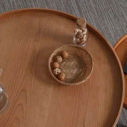 custom China wholesale black multifunctional wooden round nesting coffee table set