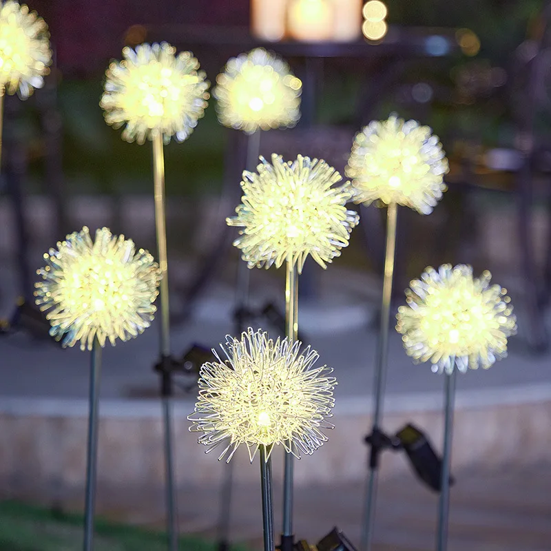 Solar Dandelion Lights Ip65 Waterproof Outdoor Courtyard Decoration Led Solar Dandelion Flower Ball Garden Light