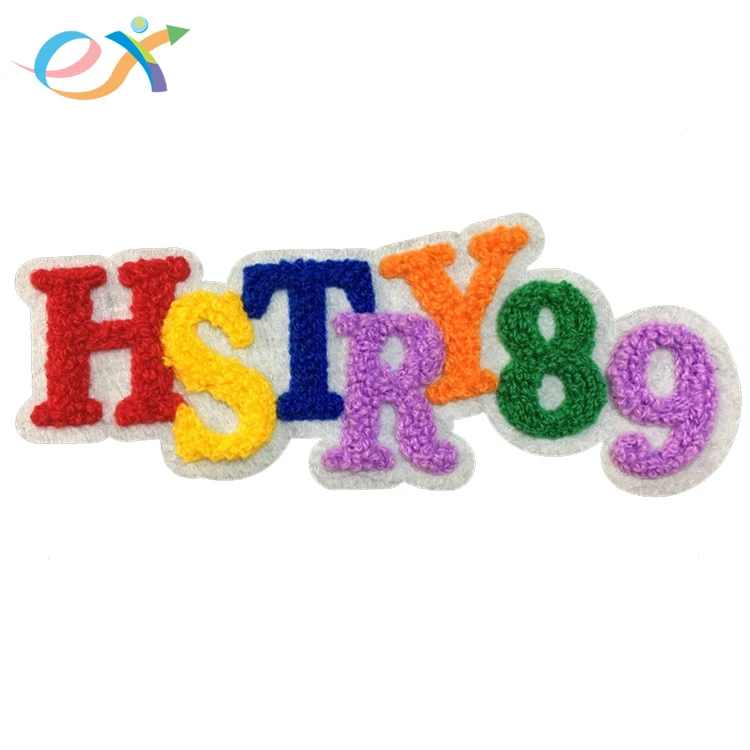 Custom Sew-On Logo Felt Towel Embroidery with Red and Black Hoodie Jacket Sports Old English 12 Chenille Letter Patches