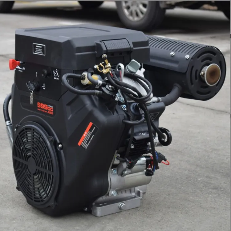 36HP V Twin Cylinder Electric Start Keyway Shaft 24KW DHT1000E Gasoline Engine For Generators