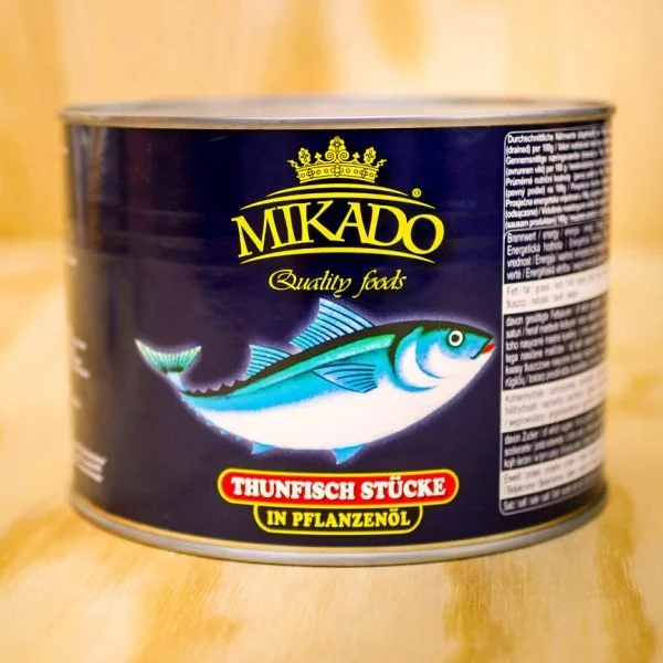 Mikado brand Chinese  canned tuna fish in brine or in vegetable oil
