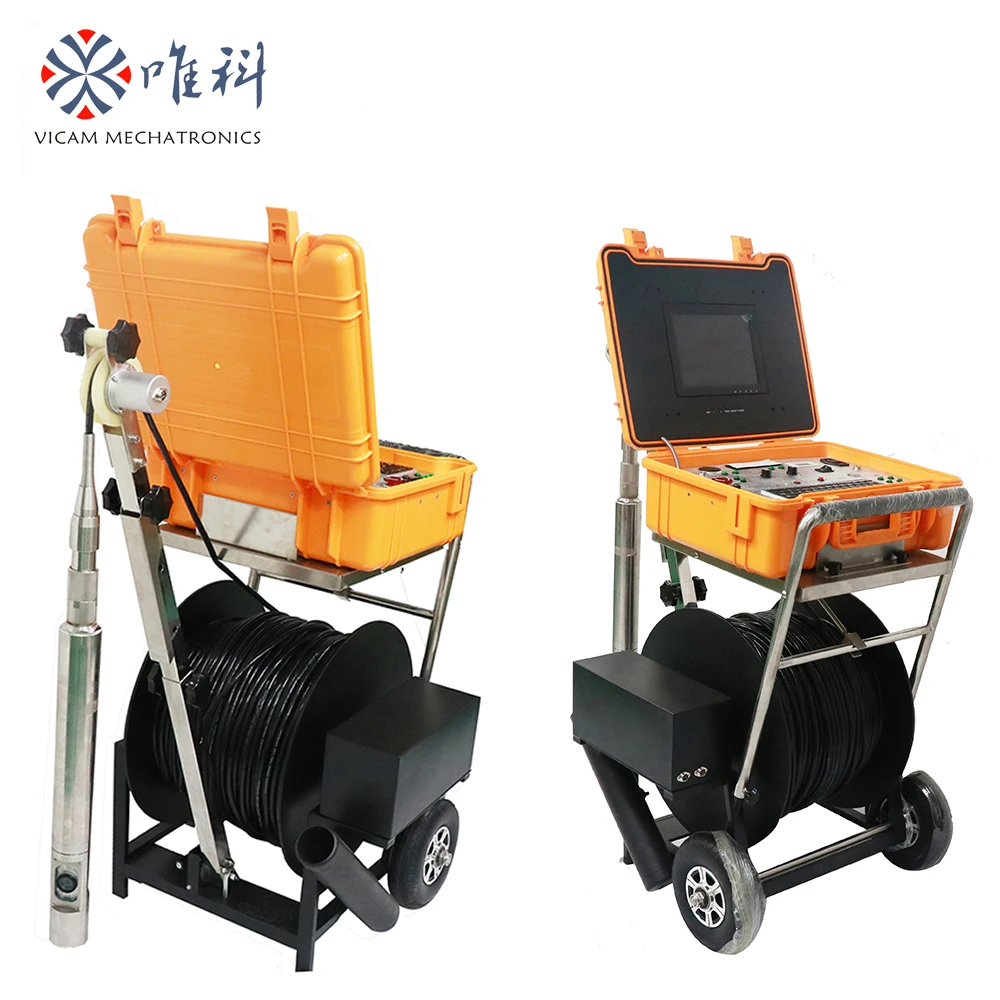 Vicam underwater camera 300m / 500m electrical winch water well inspection camera with 63mm dual camera head