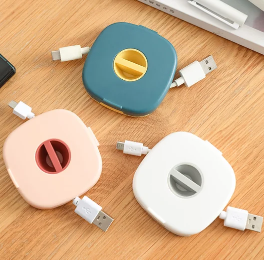 Multi-Purpose Portable Cable Management Box Data Storage Mobile Phone Charging Headphone Organizing with Phone Holder