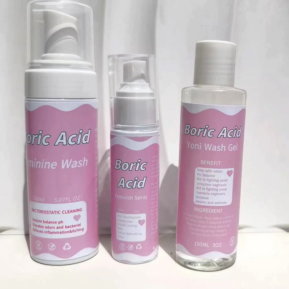 Private Label Boric Acid Feminine Yoni Wash Gel Products Intimate Hygiene Vagina Whitening Tightening Gel Wash Foam
